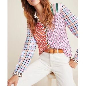 EUC Maeve Anthropologie Multicolor Patterned Shirt XS